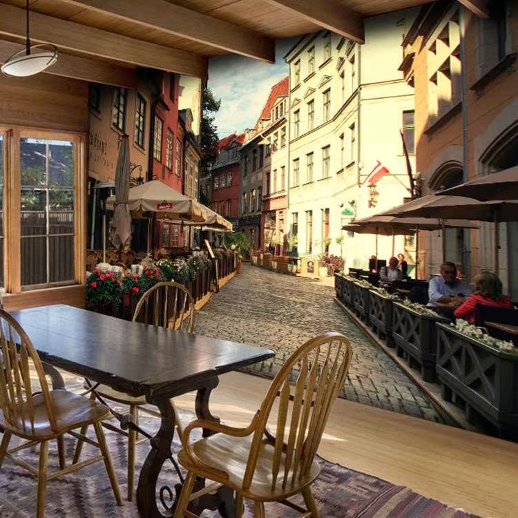 Old Streetscape Western Restaurant wallpaper Café Reminiscence mural 3D three-dimensional American style Architecture Hotel wallpaper Qiangbuin the Decoration main material , Wallpaper , Non-woven wallpaper category - from Buy2taobao.com to provide professional Taobao agent buy service