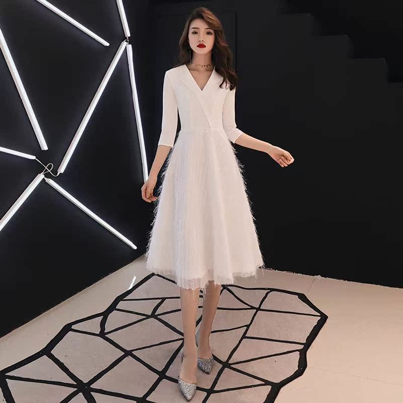 Annual meeting Evening dress banquet temperament white Evening dress 2018 new pattern suit Noble banquetin the Women's clothing/Boutique , Wedding/Cheongsam/Formal dress , Formal dress/Evening category - from Buy2taobao.com to provide professional Taobao agent buy service