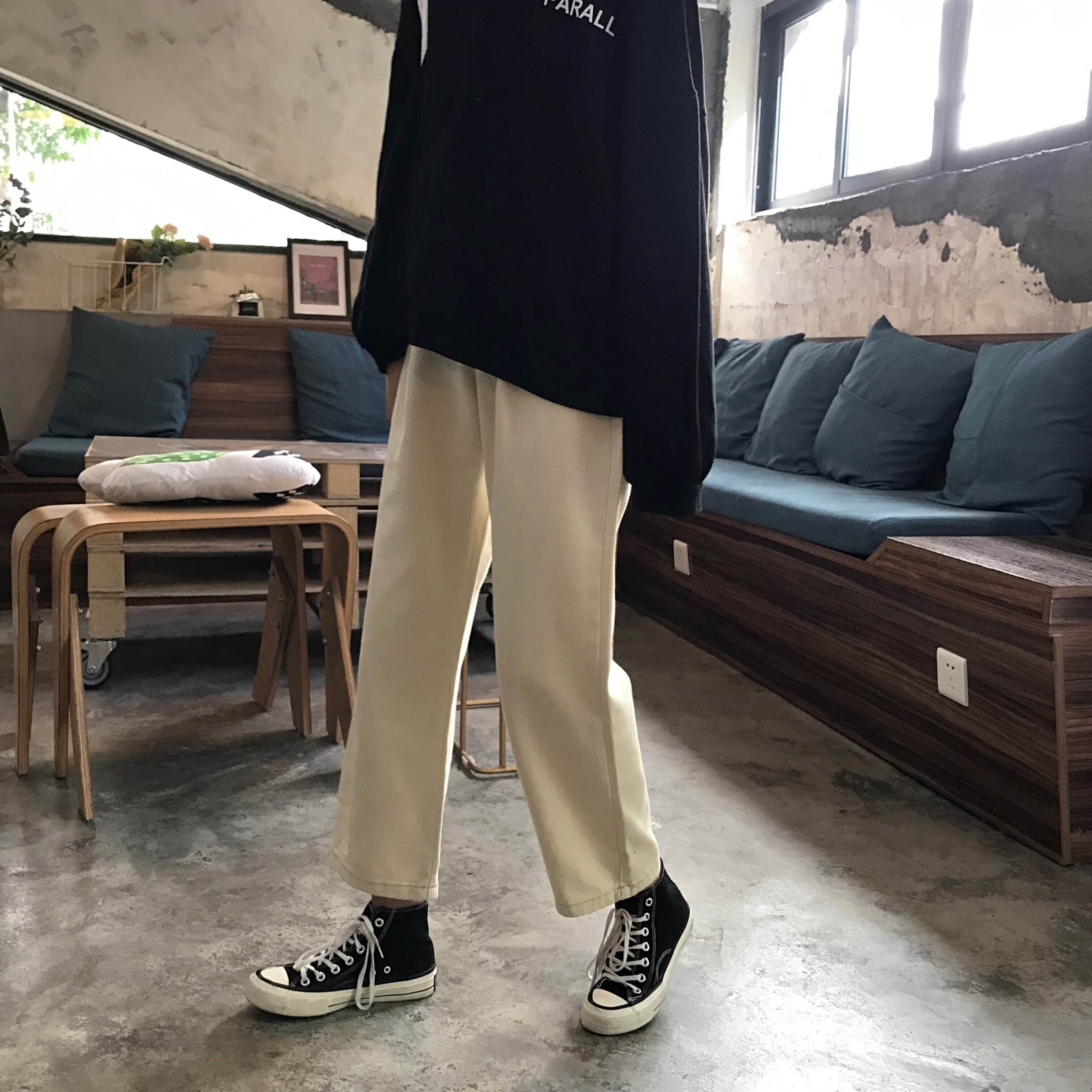 2019春季新款休閑牛仔松緊腰高腰顯瘦直筒休閑寬松女休閑子潮在類目 女裝/女士精品, 牛仔褲中 - 來自Buy2taobao.com提供專業的淘寶代購服務