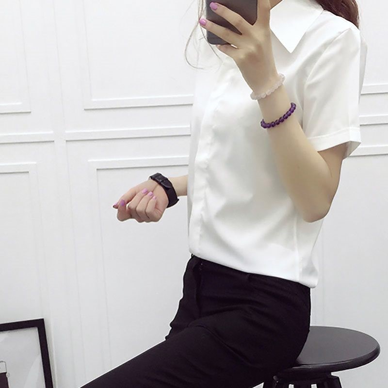 18年百搭的白短袖职业装正装大码宽松女装热卖200斤胖妹衬衣工装|msdalam kategori Butik wanita / wanita, shirt - dari Buy2taobao.com untuk memberikan perkhidmatan ejen Taobao profesional membeli