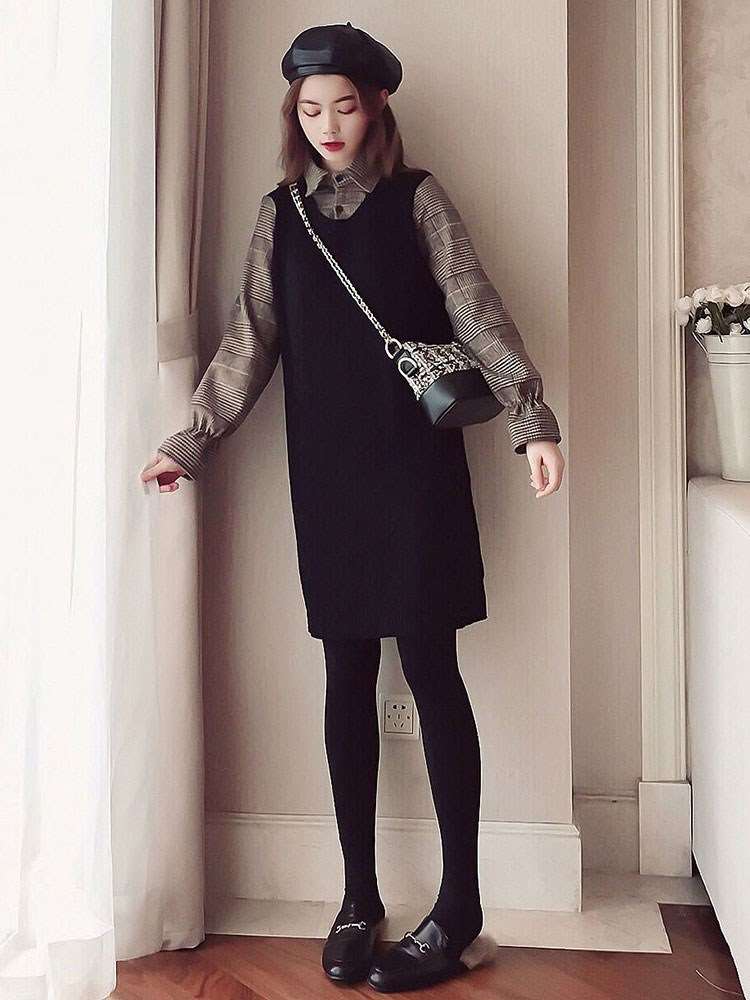 秋冬新款女韩版修身打底针织衫女衬衫领假两件上衣中长款毛衣套头在类目 女装/女士精品, 毛衣中 - 来自Buy2taobao.com提供专业的淘宝代购服务