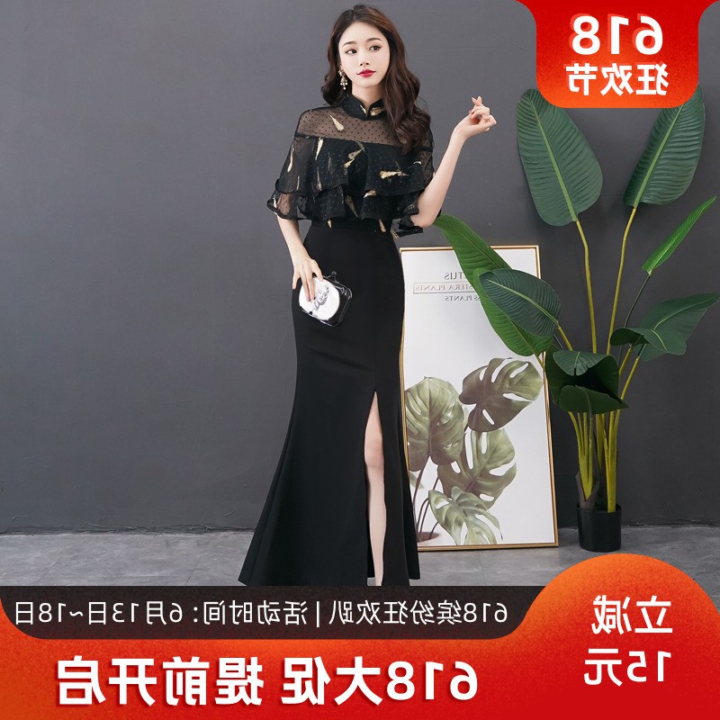 UR麗樂釘宴會晚禮服裙2019新款修身魚尾長款中式名媛旗袍女黑色顯在類目 孕婦裝/孕產婦用品/營養, 孕婦裝, 孕婦禮服中 - 來自Buy2taobao.com提供專業的淘寶代購服務