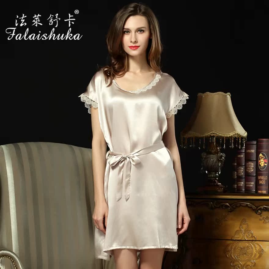 Large Silk pajamas 100% mulberry silk grace lady leisure time Home Furnishings silk Nightdress S5508in the Lingerie/Men's underwear/Tracksuit , Workout Tops category - from Buy2taobao.com to provide professional Taobao agent buy service