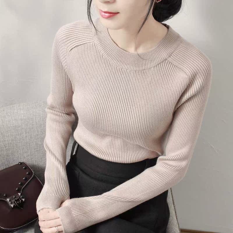 圆领毛衣女套头2018秋冬新款韩版修身针织衫百搭上衣长袖打底衫|msdalam kategori Butik wanita / wanita, sweater - dari Buy2taobao.com untuk memberikan perkhidmatan ejen Taobao profesional membeli