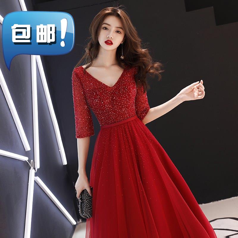 订婚敬酒服2018新款新娘结婚婚礼%主持人晚礼服女宴会长款红色晚|ruв категории Женская одежда, Cвадебные платья, платье/вечернее платье - от Buy2taobao.com для оказания профессиональной услуги покупки агента Taobao