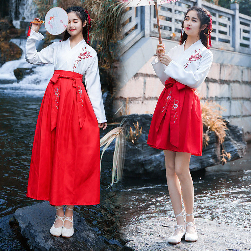 tradition ancient costume Improvement Hanfu Embroidery Ruskirt Spring and summer element daily Class clothes Chinese stylein the Sports/Yoga/Fitness/Fans supplies , Dance/Aerobics/Gymnastics , Chinese classical dance , Classical dance clothes category - from Buy2taobao.com to provide professional Taobao agent buy service