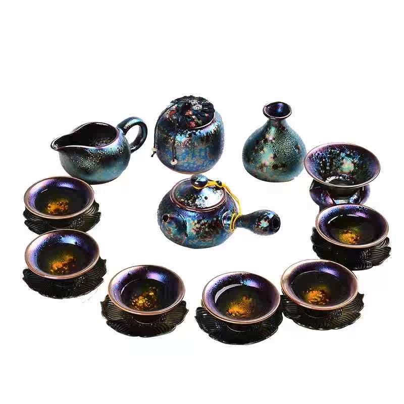 闽窑变天目建盏套装陶瓷七彩茶壶茶具茶盏孔雀套装功夫茶具七彩在类目 餐饮具, 茶具, 整套茶具中 - 来自Buy2taobao.com提供专业的淘宝代购服务