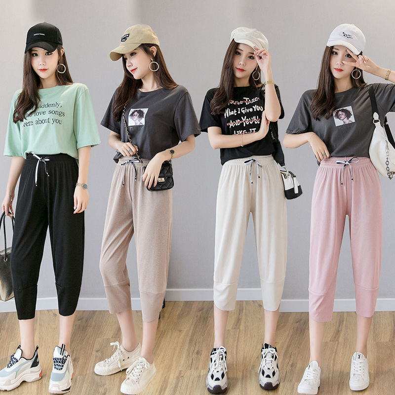 七分褲女夏2019新款休閑胖mm女士寬松顯瘦哈倫加肥大碼褲子200斤在類目 女裝/女士精品, 唐裝/民族服裝/舞臺服裝, 唐裝/中式服裝, 褲子中 - 來自Buy2taobao.com提供專業的淘寶代購服務