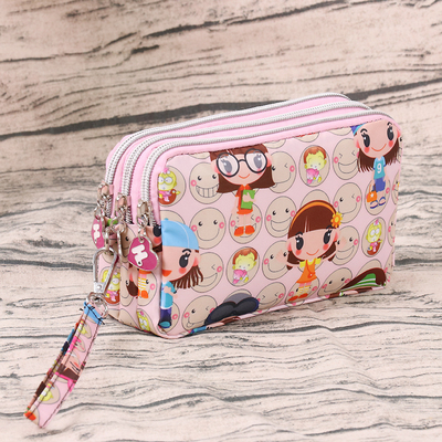 桃梓日韩百搭大号三拉链女手机包大号长款钱包钥匙包零钱包大容量