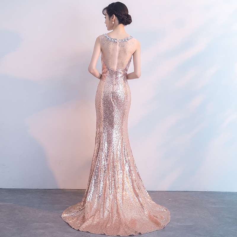 宴會晚禮服女2019新款亮片魚尾長款修身主持人禮服新娘結婚敬酒服在類目 女裝/女士精品, 婚紗/旗袍/禮服, 禮服/晚裝中 - 來自Buy2taobao.com提供專業的淘寶代購服務