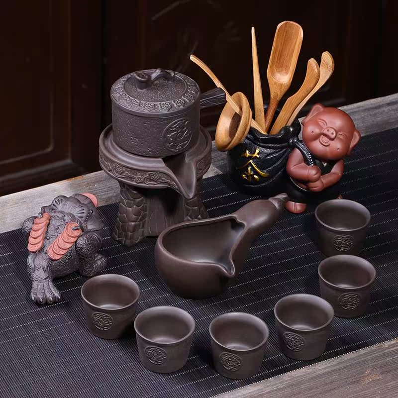 Hao Feng Tea ceremony Cinnabar a complete set Kungfu Online tea set suit household Retro fully automatic Stone mill Lazy man teapot teacupin the Tableware , Tea set , Kung Fu Tea category - from Buy2taobao.com to provide professional Taobao agent buy service