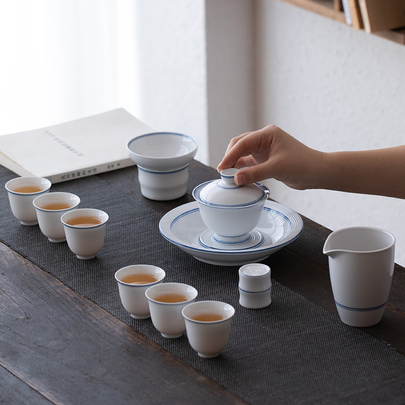 陶艺公社 手绘玄纹盖碗功夫茶具套装家用日式陶瓷三才泡茶碗茶杯|ruв категории посуда, чайный сервиз, кунг - Фу, чайный сервиз - от Buy2taobao.com для оказания профессиональной услуги покупки агента Taobao