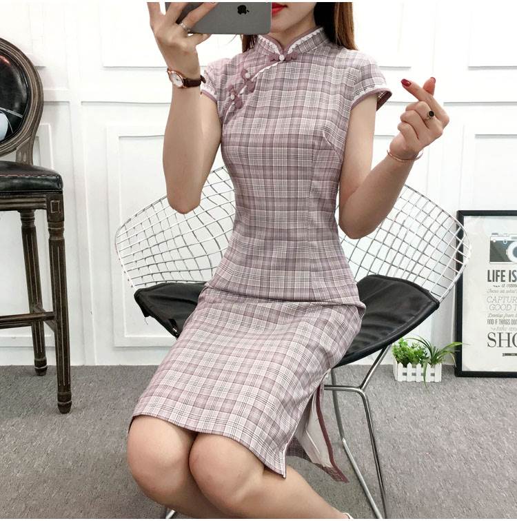 2019新款旗袍款少女格子夏装日常改良短款显瘦年轻连衣裙|ruв категории Женская одежда, Cвадебные платья, ципао - от Buy2taobao.com для оказания профессиональной услуги покупки агента Taobao