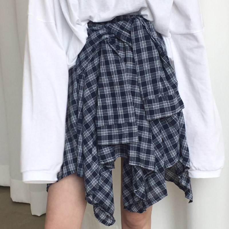 2019新款宽松字母印花T恤上衣女+格子绑带高腰不规则半身裙套装夏在类目 女装/女士精品, 半身裙中 - 来自Buy2taobao.com提供专业的淘宝代购服务