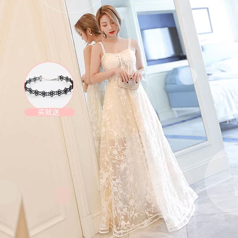 晚宴晚礼服裙女2019聚会新款洋装吊带宴会生日派对连衣裙白色长款在类目 女装/女士精品, 婚纱/旗袍/礼服, 礼服/晚装中 - 来自Buy2taobao.com提供专业的淘宝代购服务