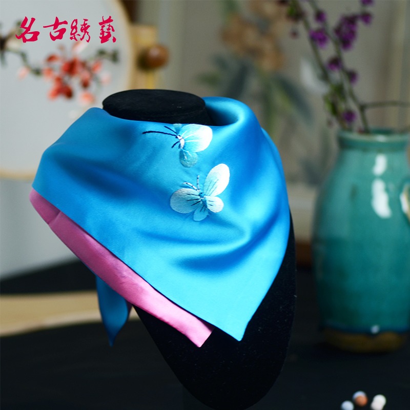 名古绣艺 2019新款苏绣绣花空姐真丝小方巾女百搭文艺丝巾礼品|ruв категории Аксессуары, шарф/шарф/шаль - от Buy2taobao.com для оказания профессиональной услуги покупки агента Taobao