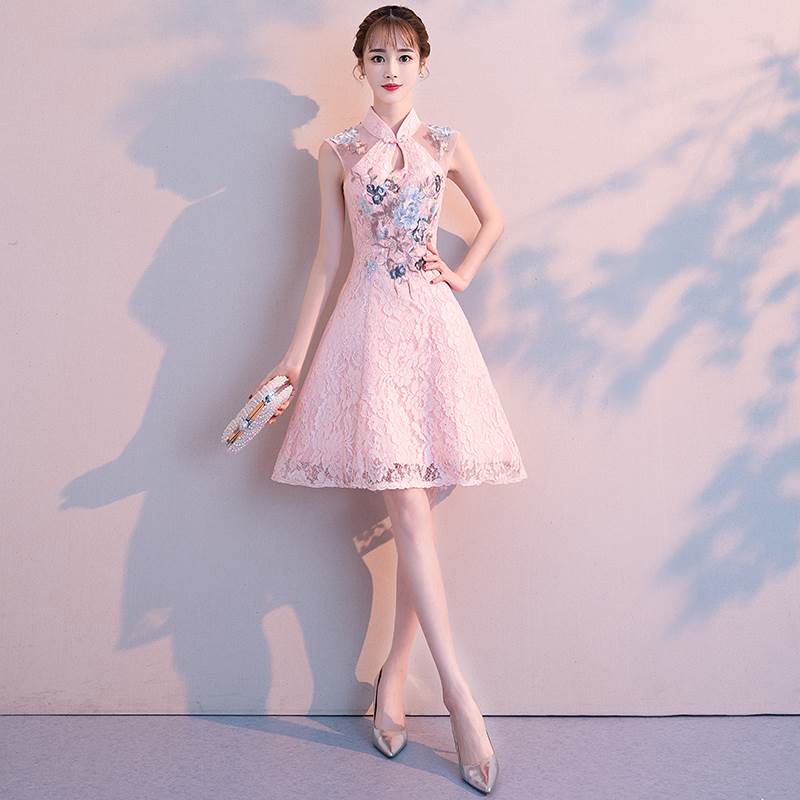 new pattern cheongsam summer 2019 Improvement have cash less than that is registered in the accounts Chinese style girl Pink Edition young Bridesmaid full dress Dressin the Women's clothing/Boutique , Wedding/Cheongsam/Formal dress , Formal dress/Evening category - from Buy2taobao.com to provide professional Taobao agent buy service