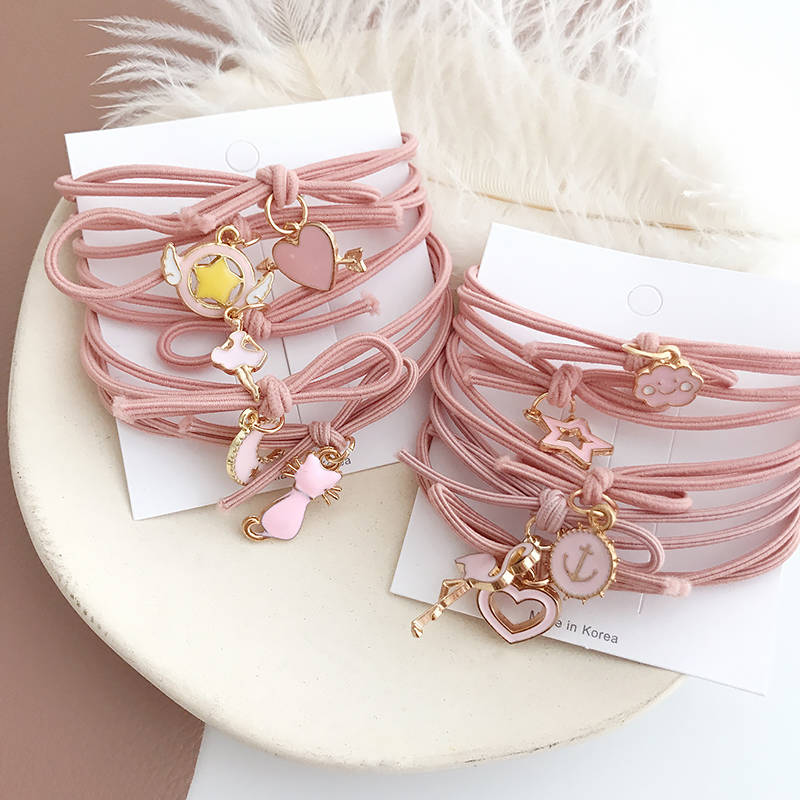 Korean Edition lovely Pink girl Heart student Hair tie Elastic Lovers money Leather sheath Hairpin Hairdressingin the Accessories/Leather belt/Hat/Muffler , Wedding dress accessories , Bridal headdress category - from Buy2taobao.com to provide professional Taobao agent buy service
