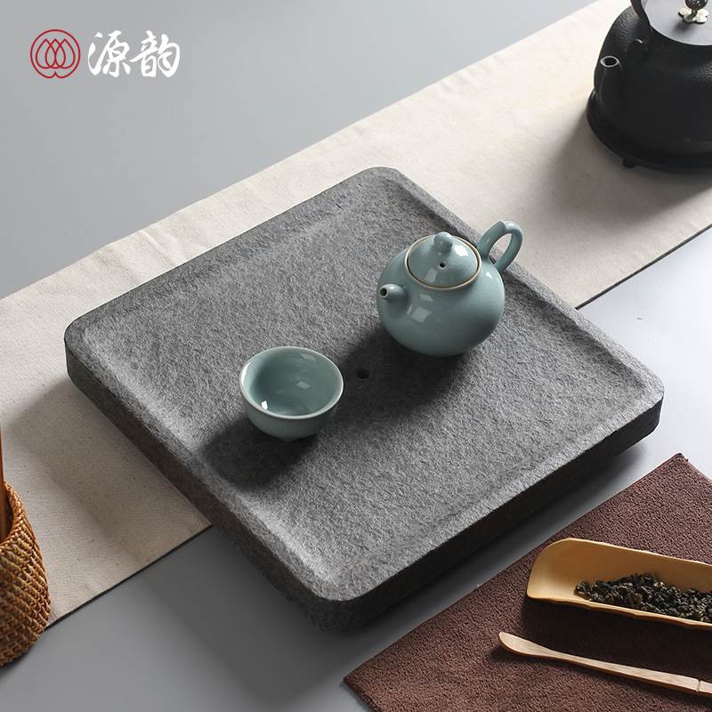 源韵家用黑乌金石茶盘圆方形茶海小大号简约天然排水石头功夫茶具|ruв категории посуда, чайный сервиз, чайный поднос - от Buy2taobao.com для оказания профессиональной услуги покупки агента Taobao