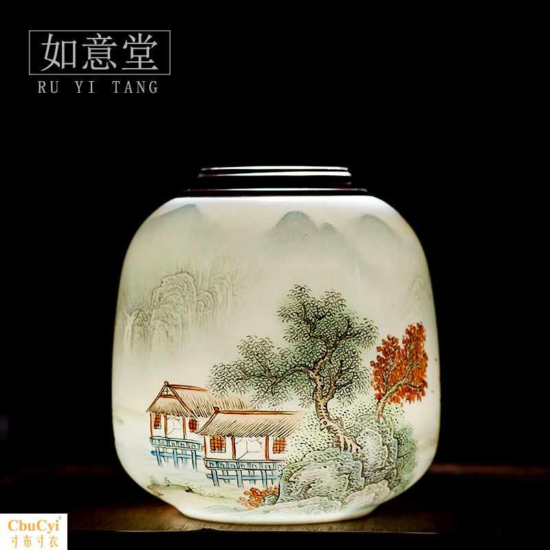 景德镇茶叶罐陶瓷家用半斤装金属密封罐锡罐茶叶大号一斤装礼盒装|ruв категории посуда, чайный сервиз, чайница - от Buy2taobao.com для оказания профессиональной услуги покупки агента Taobao