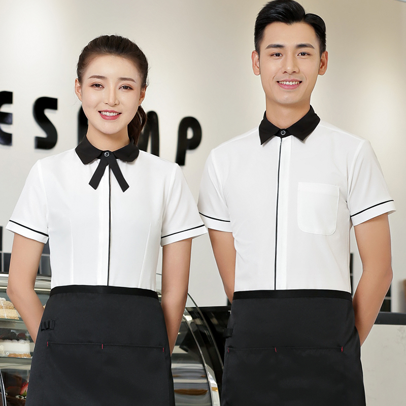 服务员工作服短袖夏季套装餐饮饭店火锅店酒店前台收银男女白衬衫|ruв категории Женская одежда, костюм/студенты школьную форму/обмундирования, отель обмундирования - от Buy2taobao.com для оказания профессиональной услуги покупки агента Taobao