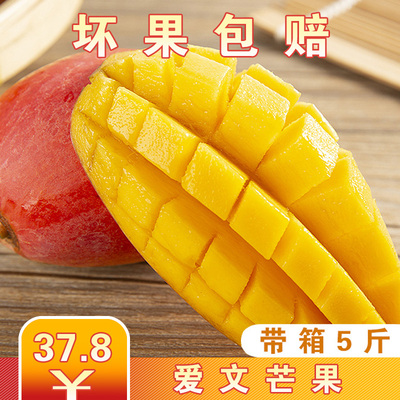 伊果优现摘现发5斤带箱四川攀枝花爱文吉禄芒果时令水果新鲜芒果