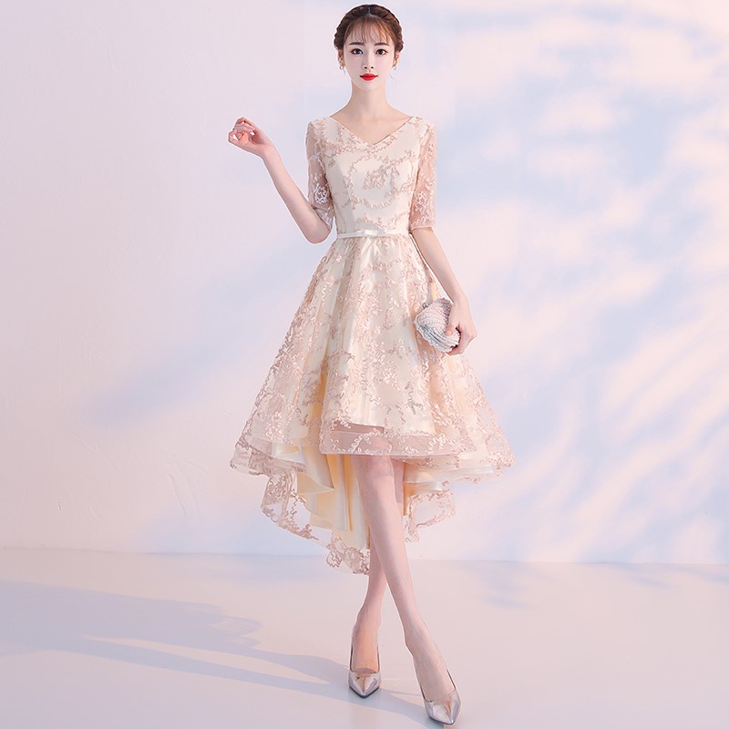 宴会晚礼服女2019前短后长名媛简单大方连衣裙伴娘小礼服显瘦新款在类目 女装/女士精品, 婚纱/旗袍/礼服, 礼服/晚装中 - 来自Buy2taobao.com提供专业的淘宝代购服务