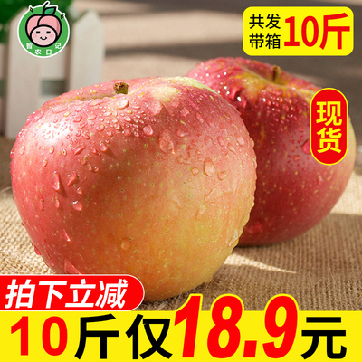 陕西红富士苹果带箱10斤 当季新鲜水果脆甜冰糖心丑苹果整箱批发