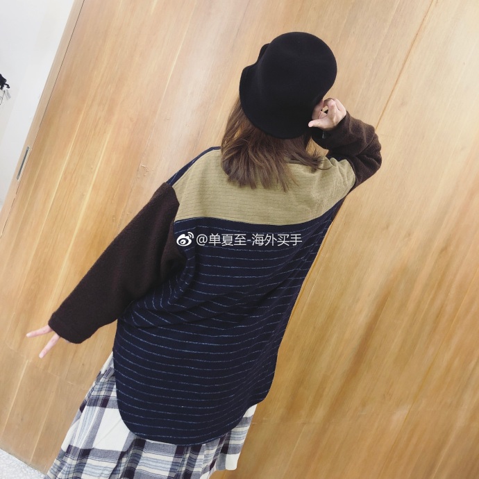 THE LAWN 2018秋冬 藏青条纹拼接长款上衣 国内现货|msdalam kategori Butik wanita / wanita, sweater - dari Buy2taobao.com untuk memberikan perkhidmatan ejen Taobao profesional membeli