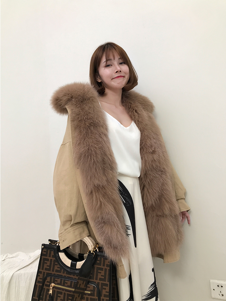 HG2018新款冬牛仔派克服女中长款内胆狐狸毛皮草外套oversize大衣在类目 女装/女士精品, 皮草中 - 来自Buy2taobao.com提供专业的淘宝代购服务