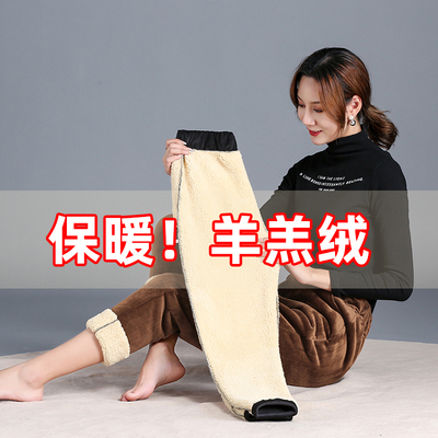 秋冬羊羔绒加绒加厚条绒女保暖外穿灯芯大码宽松棉裤休闲裤子女