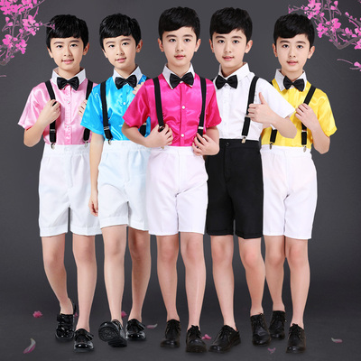 新男童西服儿童小西装短袖短裤中大童礼服男孩