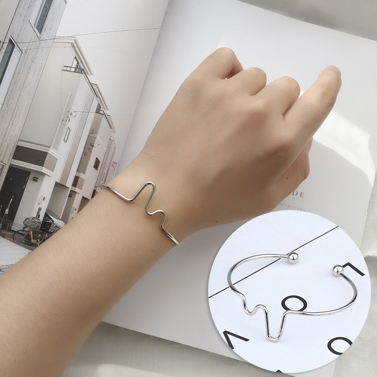 Korean Edition Sweet fresh Bracelet originality ECG Bend Opening Bracelet Simplicity Versatile Bracelet Braceletsin the Accessories/Fashion Jewelry, Bracelet category - from Buy2taobao.com to provide professional Taobao agent buy service