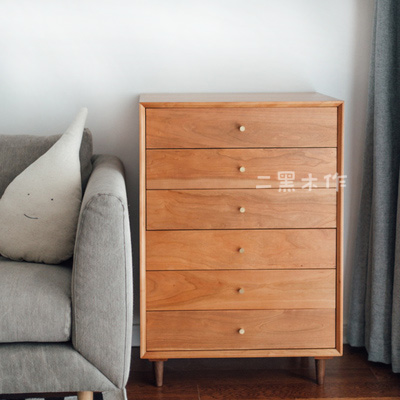 「二黑木作\/方块茶几」原创北欧风格 带储物 樱