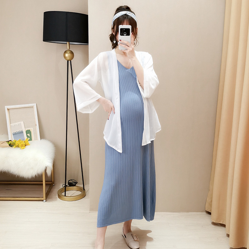 孕妇春装套装2019孕妇连衣裙新款时尚两件套中长款长裙子夏装潮妈|msdalam kategori Bekalan Ibu / Ibu / Pemakanan, bersalin, pakaian - dari Buy2taobao.com untuk memberikan perkhidmatan ejen Taobao profesional membeli