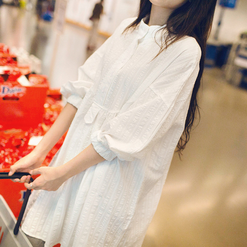 pregnant woman shirt Spring and summer white Korean Edition Mid length version pregnant woman jacket Chao Ma Large Easy pure cotton Base coatin the Maternity/Maternal supplies/Nutrition , Maternity , Shirt/Chiffon shirt category - from Buy2taobao.com to provide professional Taobao agent buy service
