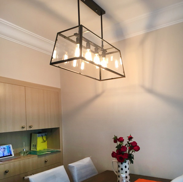 LOFT Northern Europe Industrial wind Glass a chandelier Retro rectangle Iron art a living room Restaurant Edison lamps and lanternsin the Decoration main material , Lamps , Chandelier category - from Buy2taobao.com to provide professional Taobao agent buy service