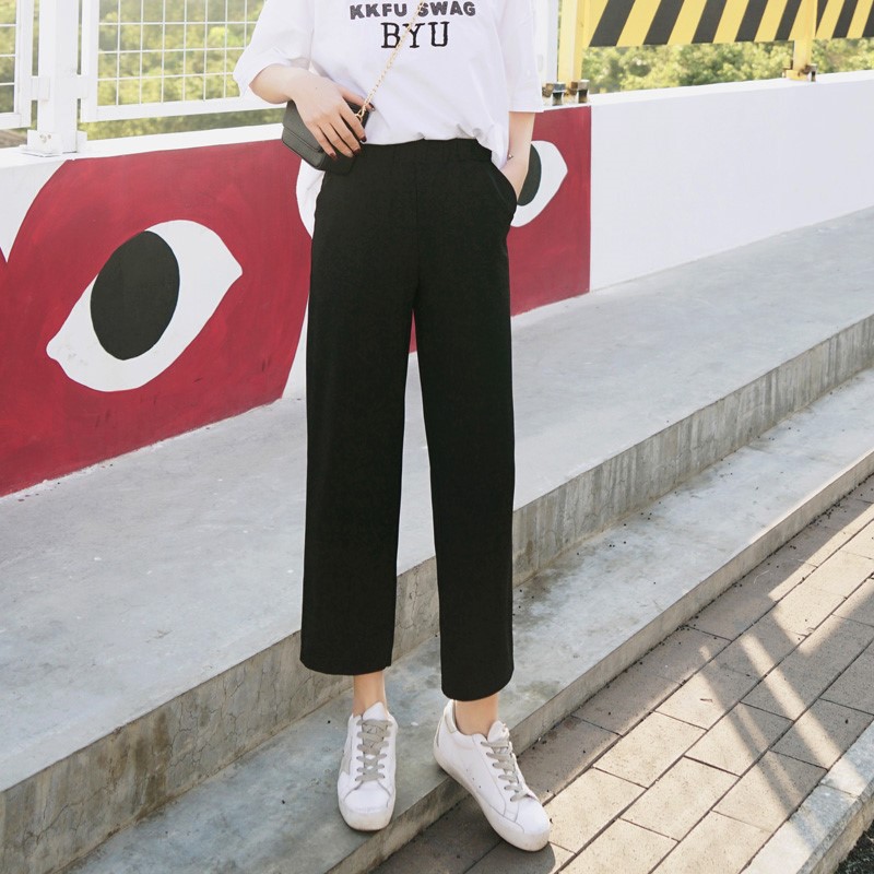 阔腿裤女高腰2019新款坠感雪纺春秋垂感学生宽松直筒夏西装九分裤在类目 女装/女士精品, 裤子, 休闲裤中 - 来自Buy2taobao.com提供专业的淘宝代购服务