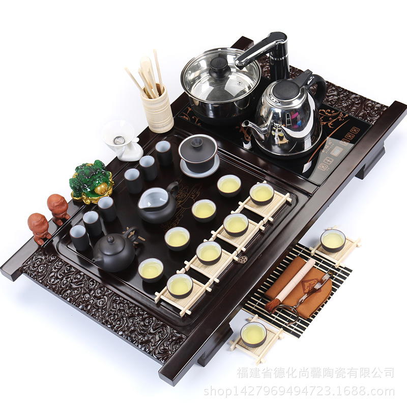 茶具套装家用整套天道年年实木茶盘四合一电热磁炉功夫陶瓷茶杯|msdalam kategori pinggan mangkuk, set teh, Kung Fu teh - dari Buy2taobao.com untuk memberikan perkhidmatan ejen Taobao profesional membeli