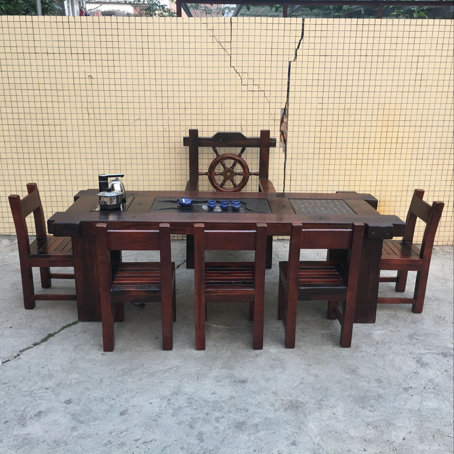 老船木茶桌椅组合新中式仿古客厅阳台功夫茶几实木家具约泡茶台在类目 住宅家具, 几类, 茶几中 - 来自Buy2taobao.com提供专业的淘宝代购服务