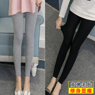莫代尔打底裤女薄款外穿九分大码纯棉加厚小脚裤高腰2017春秋新款