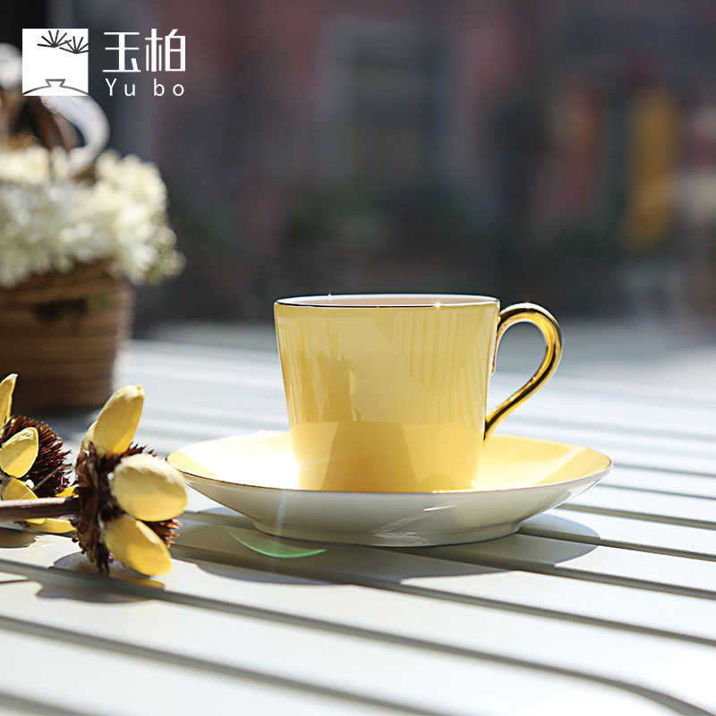 玉柏|景德镇陶瓷咖啡杯 小清新黄蓝双色咖啡杯杯把手描金情侣杯在类目 餐饮具, 咖啡器具, 咖啡杯中 - 来自Buy2taobao.com提供专业的淘宝代购服务