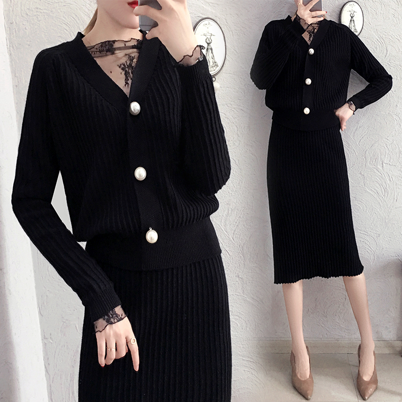 Wool skirt suit Autumn and winter fashion 2019 spring clothes new pattern knitting coat Lazy wind sweater Two piece setin the Women's clothing/Boutique , Sweaters  category - from Buy2taobao.com to provide professional Taobao agent buy service