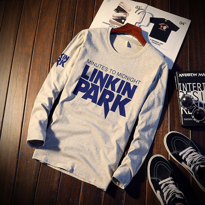 男士长袖T恤纯棉圆领修身青少年潮流体恤上衣服学生打底衫秋衣