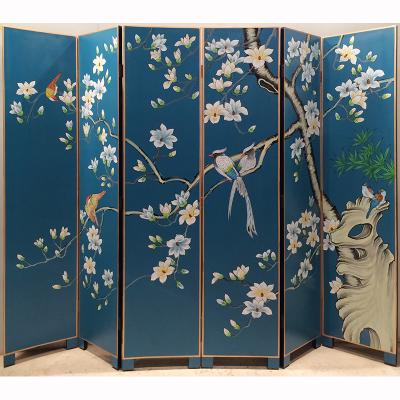 包邮手绘家居古典漆画屏风玄关隔断居家装饰画蓝底玉兰花图定制在类目 住宅家具, 屏风/花窗, 折屏中 - 来自Buy2taobao.com提供专业的淘宝代购服务