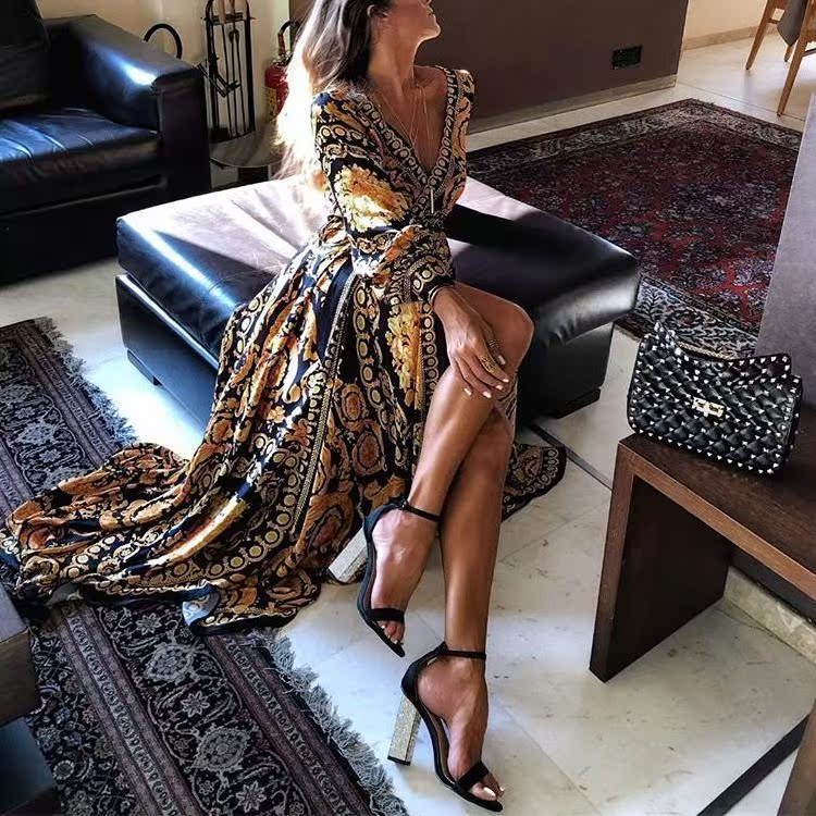 2019亚马逊爆款深V开叉连衣裙非洲印花连衣裙African print dress|ruв категории Женская одежда, платье - от Buy2taobao.com для оказания профессиональной услуги покупки агента Taobao