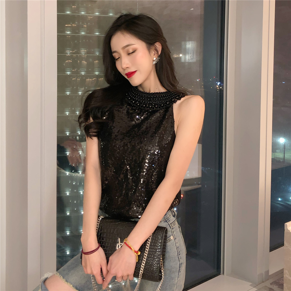 包邮无袖显瘦亮片背心圆领套头打底上衣2019夏季新款韩版时尚百搭在类目 模玩/动漫/周边/cos/桌游, Cosplay服饰/道具/服务, Cosplay女装中 - 来自Buy2taobao.com提供专业的淘宝代购服务