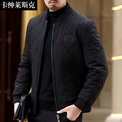 冬季中年男士棉衣外套短款棒球领刺绣棉服爸爸装轻便保暖夹克棉袄