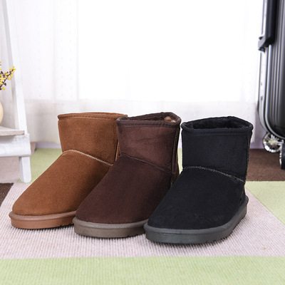 短靴冬季雪地靴女纯色经典平底短筒靴子加厚加绒保暖棉靴学生棉鞋