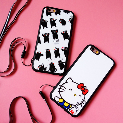iPhone6plus硅胶软套带挂绳苹果6S手机壳创意卡通防摔5s情侣新款